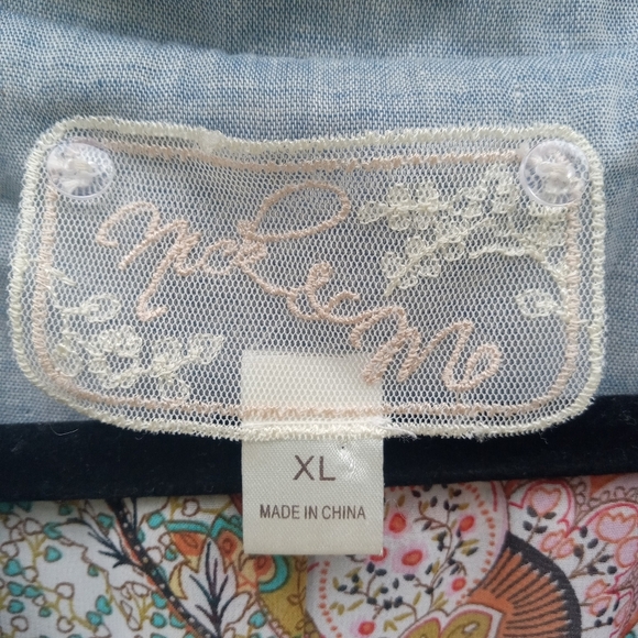 Nick & Mo Women's Light Blue Blazer Cream Trim Floral Lining Size XL - Picture 4 of 8